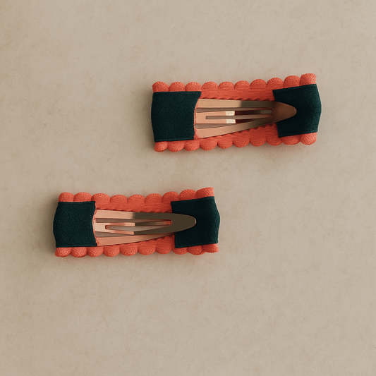 Bold Black & Orange Hair Clip Set – Perfect for Everyday Style