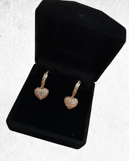 Gold Plated Heart Drop Earrings