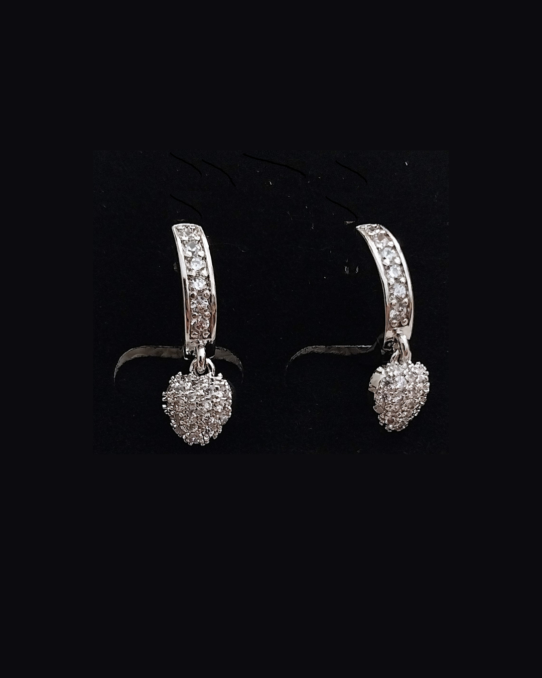 Silver-plated heart hoop earrings with sparkling cubic zirconia