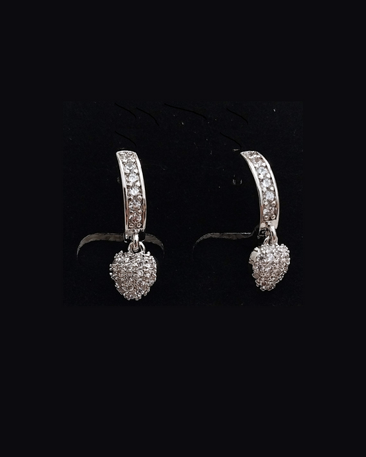 Silver-plated heart hoop earrings with sparkling cubic zirconia